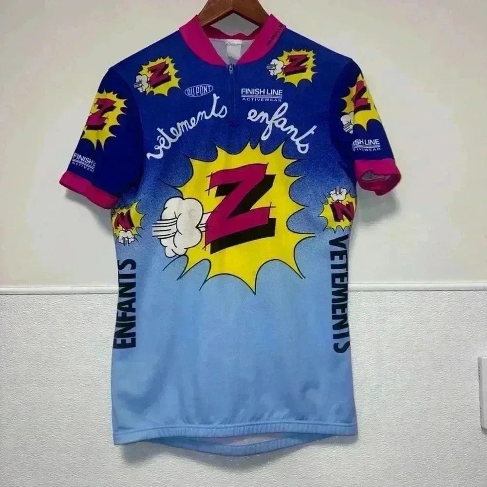Vintage Finish Line Cycling Jersey/Pink, Blue,Yellow/26 1/2 Length/17 1/2 Width — image 6 of 8